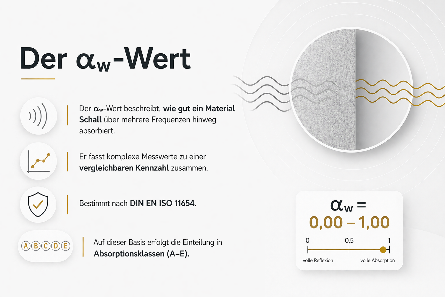Schematische Darstellung des αw-Werts zur Bewertung der Schallabsorption über verschiedene Frequenzen