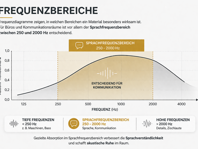 Illustration of frequency ranges with focus on speech frequencies between 250 and 2000 Hz