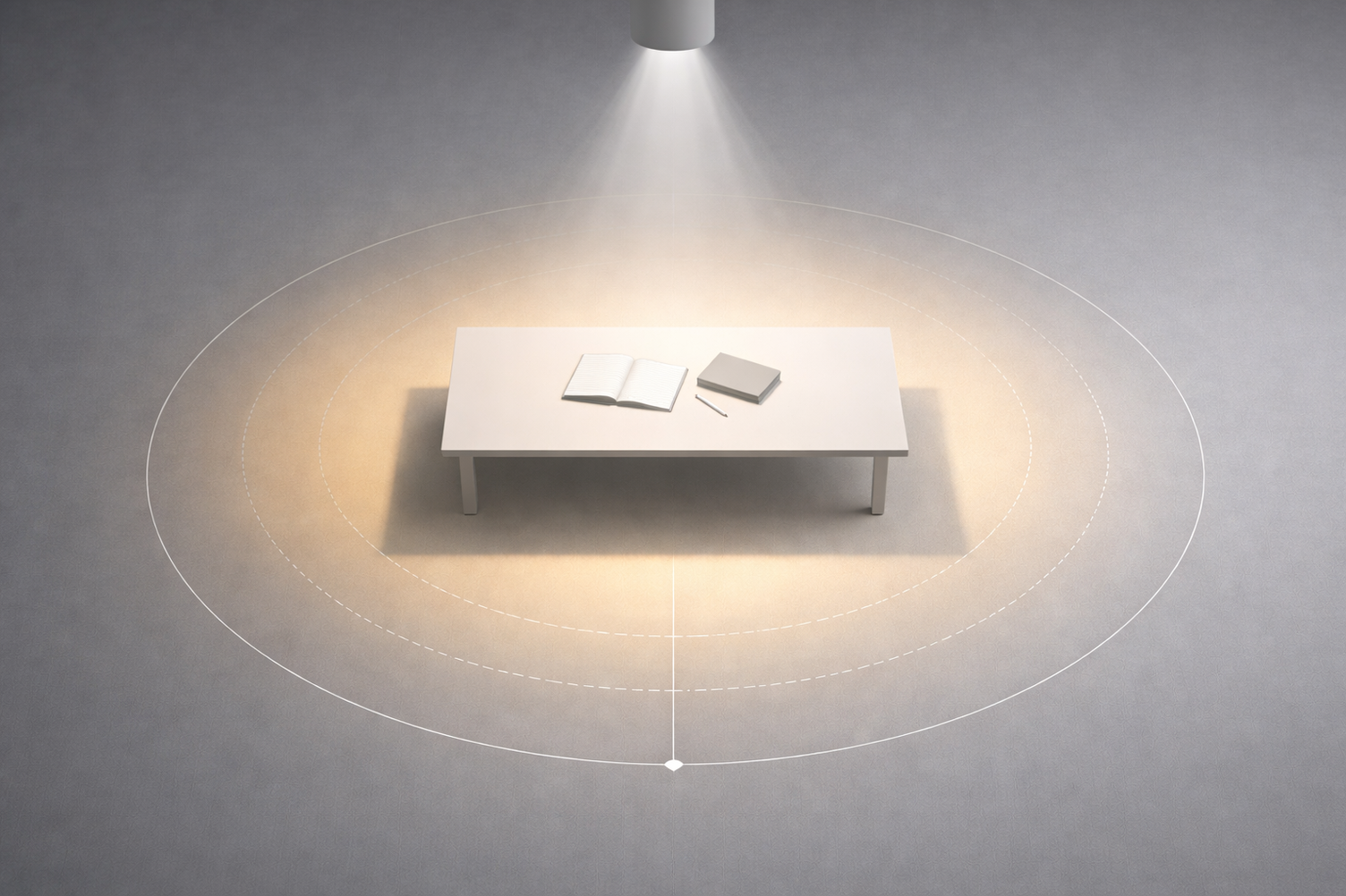 Licht trifft auf eine Fläche und erzeugt unterschiedliche Helligkeitsverteilung