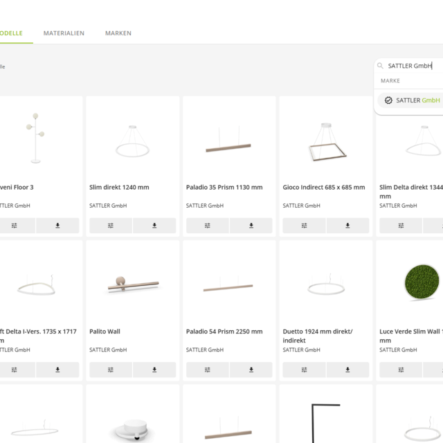 SATTLER luminaires as configurable 3D data in the pCon.catalog