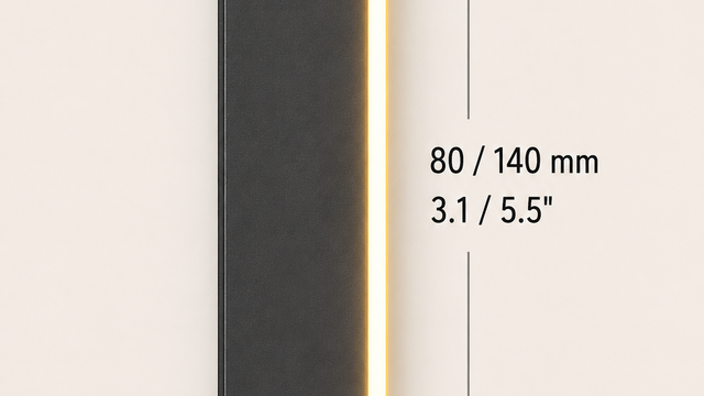 Technische Darstellung des CIRCOLO I Profils mit innenliegendem Diffusor und Abmessungen.
