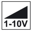 Schwarz/Weißes Logo/Zeichen 0-10 V Dimmung mit ansteigendem Dreieck