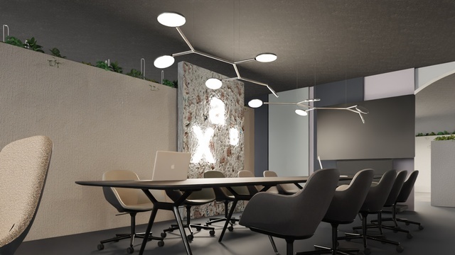 pCon space visualisation with SATTLER luminaires in a meeting area