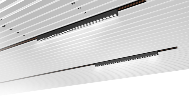 LAMELLA linear luminaire for refurbishing existing louvre ceilings.