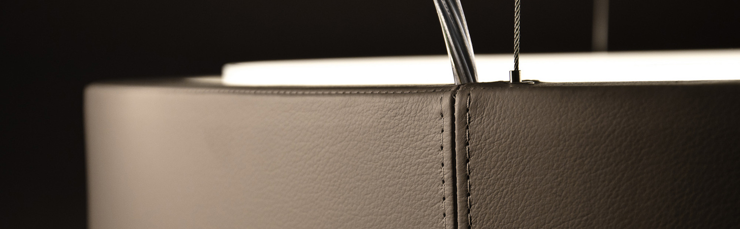 custom luminaire detail leather application on luminaire profile high-quality surface