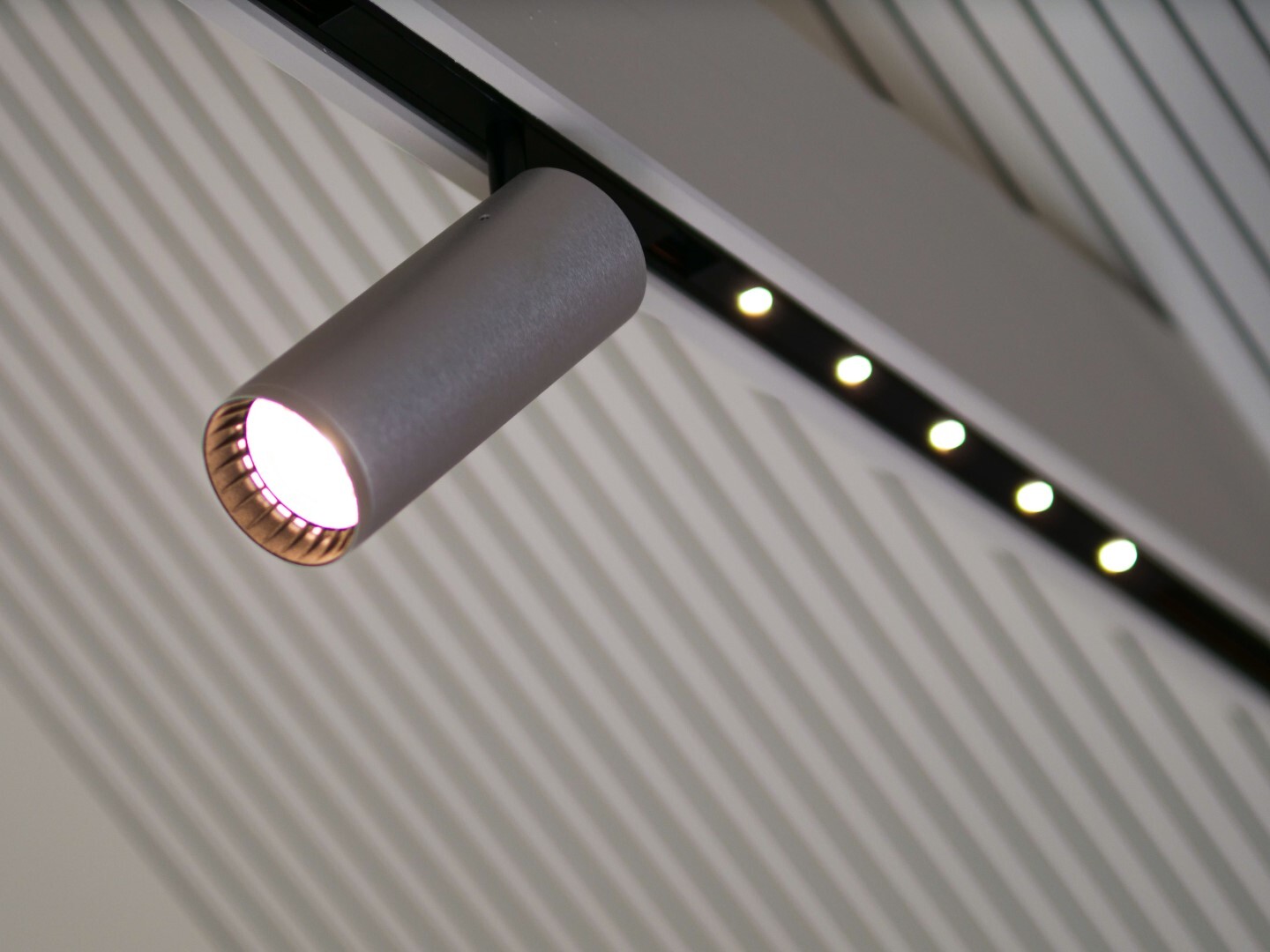 Nahaufnahme eines LED-Spots an einer Deckenleuchte in einem Tiny House.