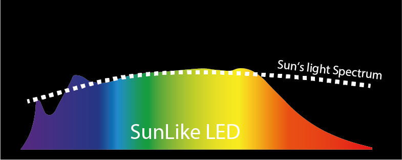 Grafik Lichtspektrum SunLike LED mit sonnenähnlicher Farbwiedergabe